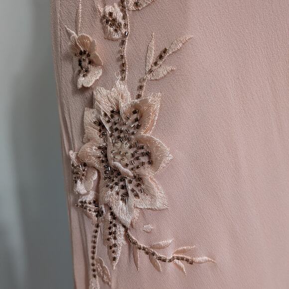 Vintage Sue Wong Prom Dress Maxi Gown 10 Pink Silk Y2K Fairy Bead Floral Nymph - Picture 15 of 16